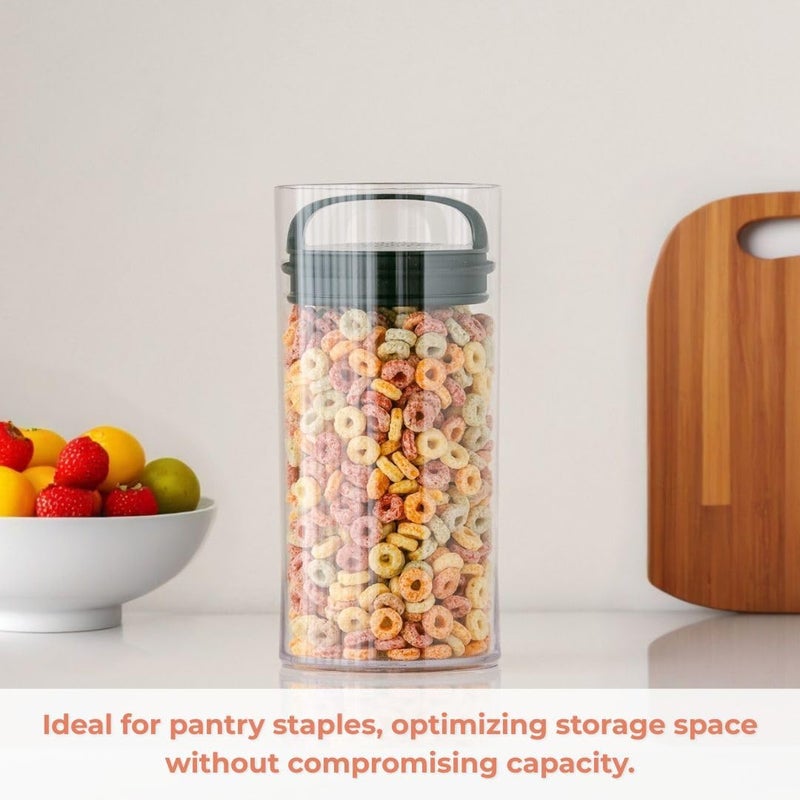 Prepara Evak Fresh Saver, Medium-Tall Airless Canister with Black handle, 2.3 Quart, Clear - Image 3